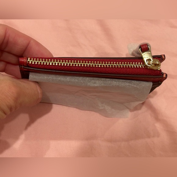 Coach Mini Skinny Brown and Red Leather ID Case - Picture 5 of 10